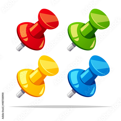 Colorful drawing pin vector isolated illustration