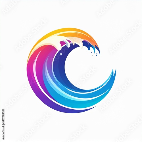 Wave icon logo with simple color on white background