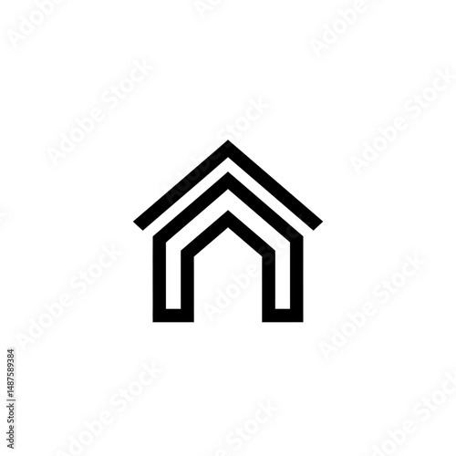 Abstract Architecture: A sleek, minimalist house icon, featuring clean lines and a modern aesthetic, perfect for representing home, shelter, and real estate concepts.