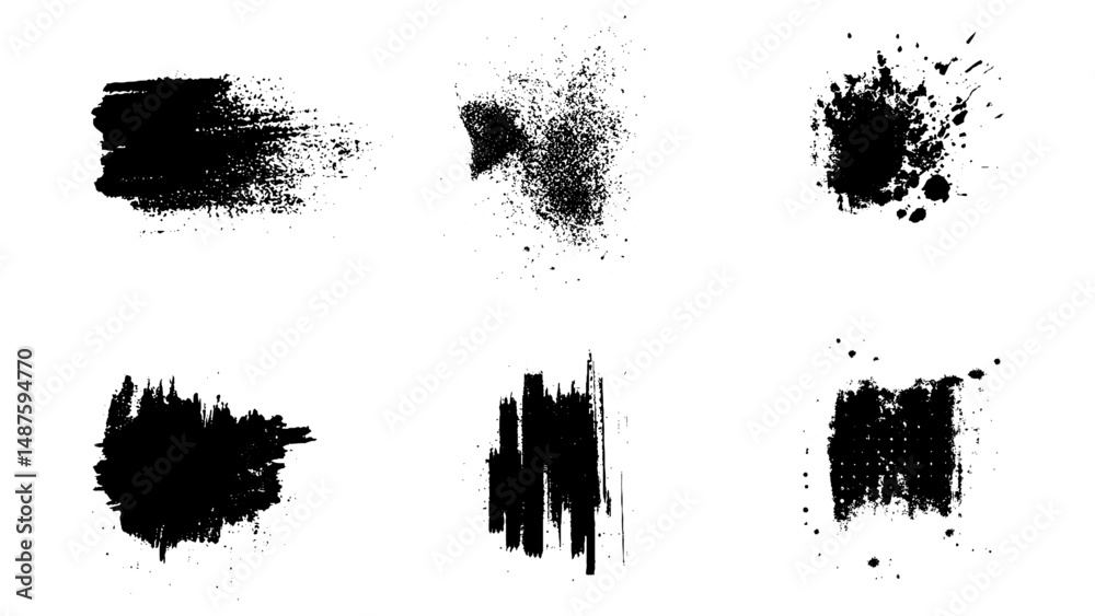 Fototapeta premium Black brush stroke set isolated on background. Paint brush stroke vector for ink paint, grunge design element, dirt banner, watercolor design, dirty texture. Trendy brush stroke, vector illustration