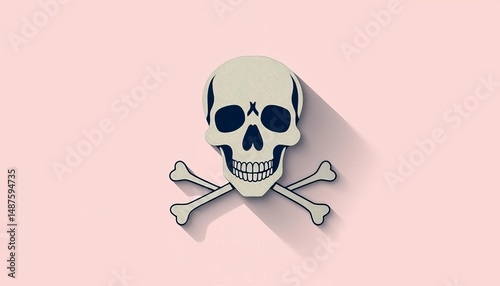 Flat vector icon of skull and crossbones, death symbol, app, graphic