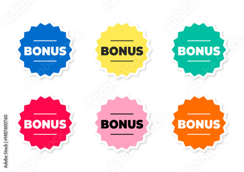 set of colored stickers bonus stickers with corners on a white background
