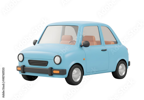 Adorable Cartoon Car 3D Render Transparent Background Illustration