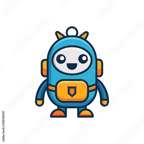 Flat and Minimal Backpack logo vector illustration isolated on white background