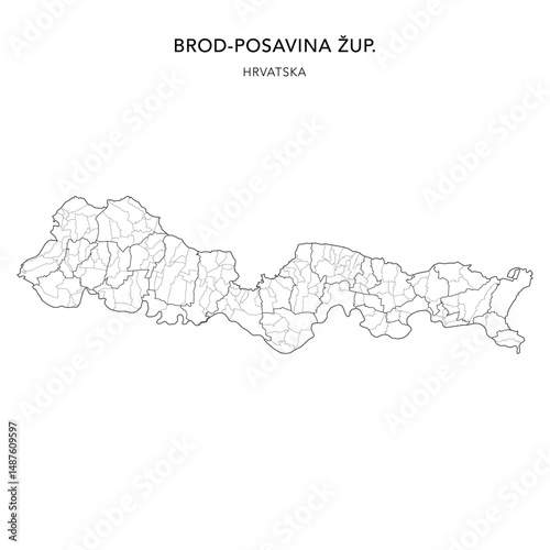 Vector Map of Brod-Posavina County (Brodsko-Posavska Županija) with Settlements (Naselja), and Cities, Towns (Gradovi), and Municipalities (Općine) - Croatia 2025
