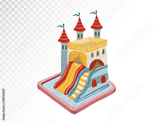 Colorful Inflatable Bounce House Castle with Slide for Kids Party Fun and Outdoor Activities Perfect for Birthdays and Events