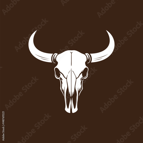 bison skull vector design, bison skull logo, longhorn logo template.