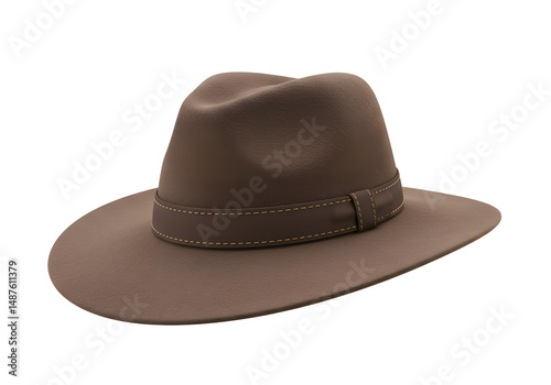 Brown cowboy hat 3d render isolated on white