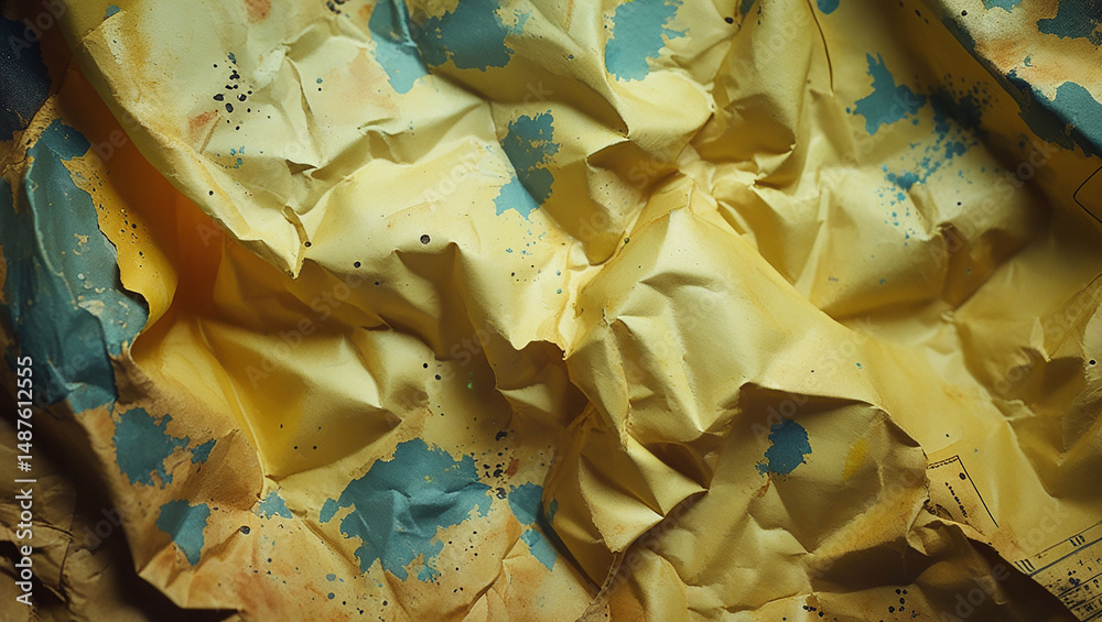 Fototapeta premium A crumpled paper texture with a vintage grunge aesthetic