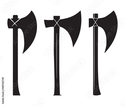 Axe isolated on white background. Minimalist axe icon silhouette. 