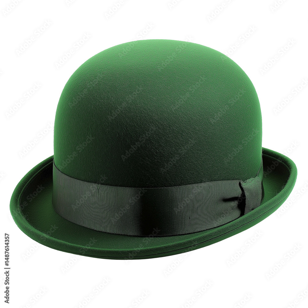 Fototapeta premium Stylish green hat for festive occasions. PNG image, transparent background