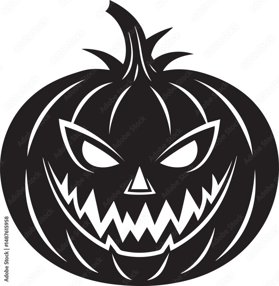 Naklejka premium halloween pumpkin silhouette vector icon, halloween pumpkin clipart, pumpkin illustration