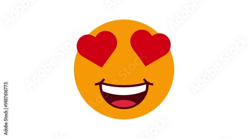 Simple animation heart eyes emoji expression love. Heart eyes emoji. Great for love emoji, web, entertainment and business.
