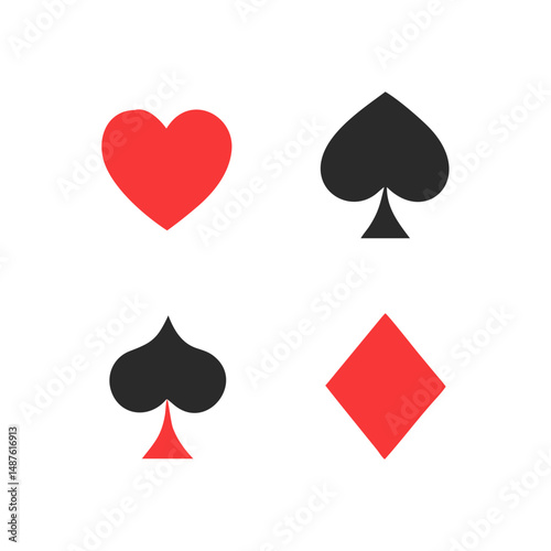 Playing Card Symbols. Isolated on white background, Card aces vector, diamonds, spades, hearts, clubs. aces of all four suits, Playing poker concept. Playing cards icon set, Gambling, Poker symbols. 

