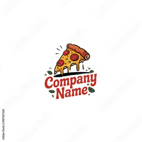 Cheesy pizza slice logo design 
