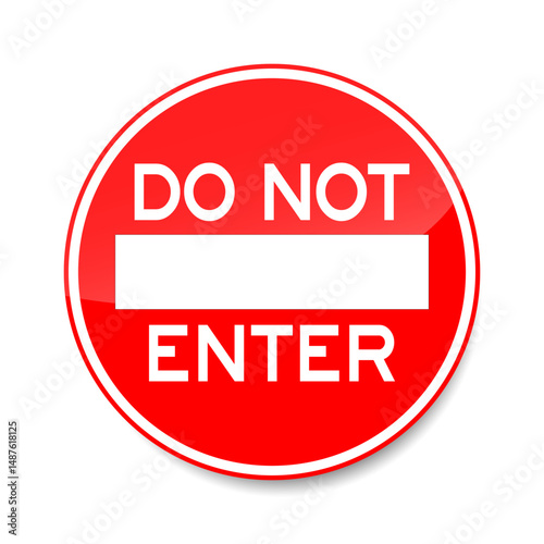 Do not enter sign vector. Red circular traffic sign with a white horizontal bar or text indicating no entry.