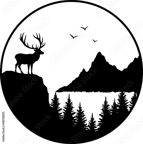 Jagged Mountain Range Silhouette