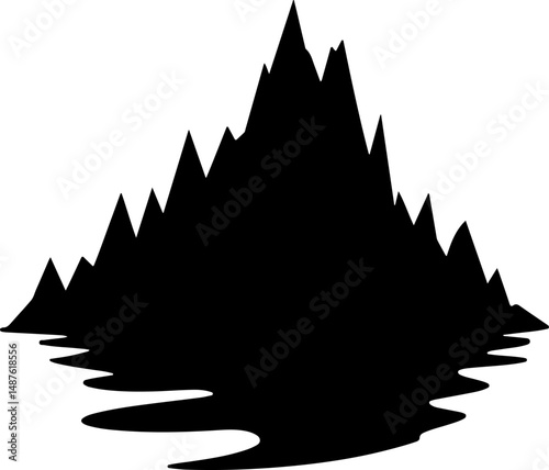 Jagged Mountain Range Silhouette