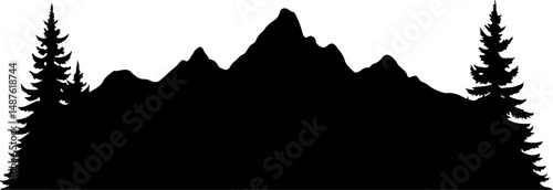 Jagged Mountain Range Silhouette