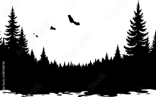 Jagged Mountain Range Silhouette