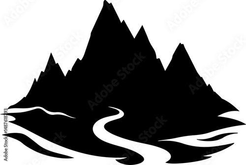 Jagged Mountain Range Silhouette