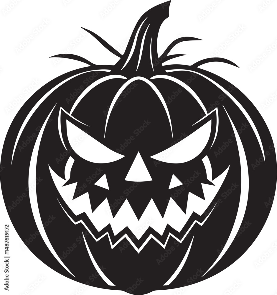 Naklejka premium halloween pumpkin silhouette vector icon, halloween pumpkin clipart, pumpkin illustration
