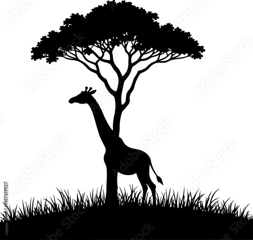 Mountain Hiker Silhouette with Backpack"