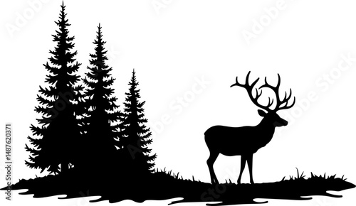 Mountain Hiker Silhouette with Backpack"