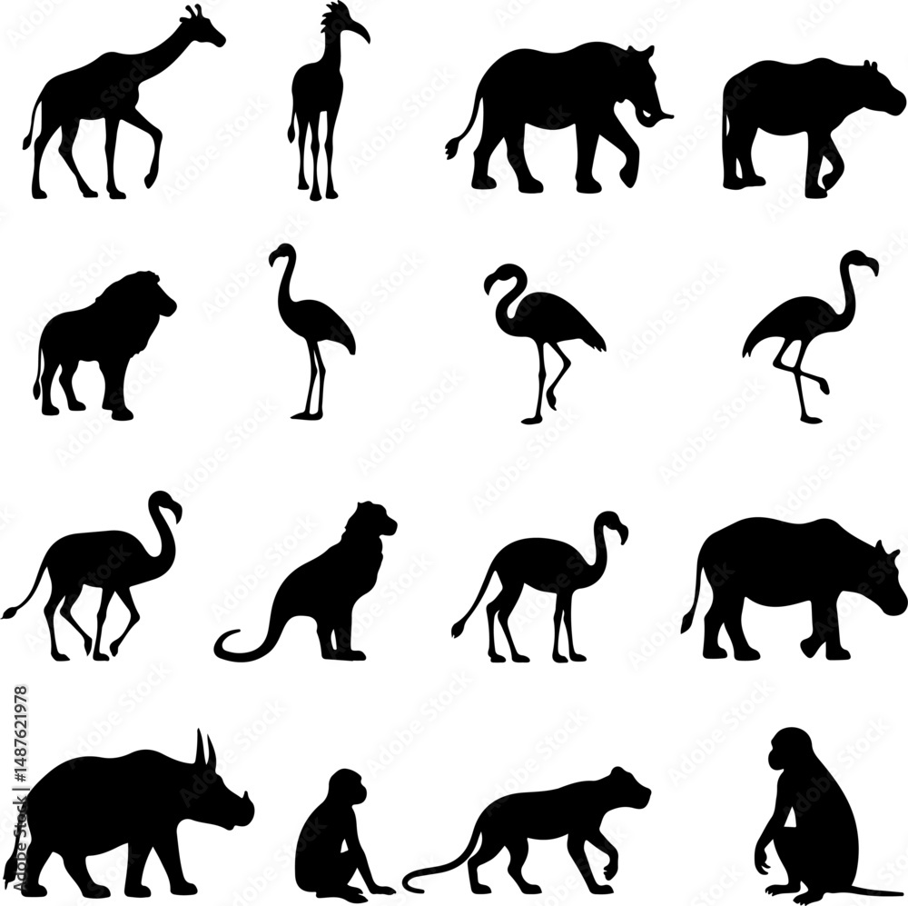 Obraz premium African Animal Silhouettes Collection