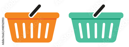 Shopping basket vector icons, Market container illustration Downloadable graphics for retail and ecommerce
