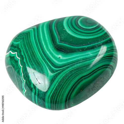 Malachite gemstone on transparent background