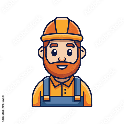 Flat and Minimal Construction worker icon vector illustration isolated on white background