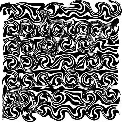 Black and white abstract seamless floral and geometric pattern for wallpaper or fabric design
