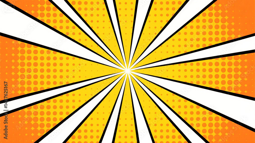 Obraz premium yellow orange comic style halftone zoom lines background (7)