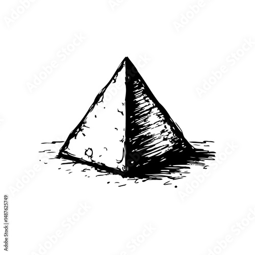 Monochrome pyramidal form with textured surface displaying dual light patterns