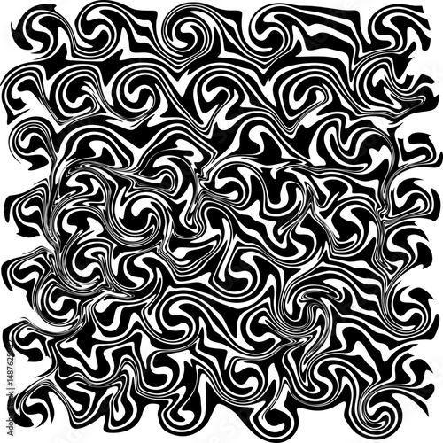 Black and white abstract seamless floral and geometric pattern for wallpaper or fabric design
