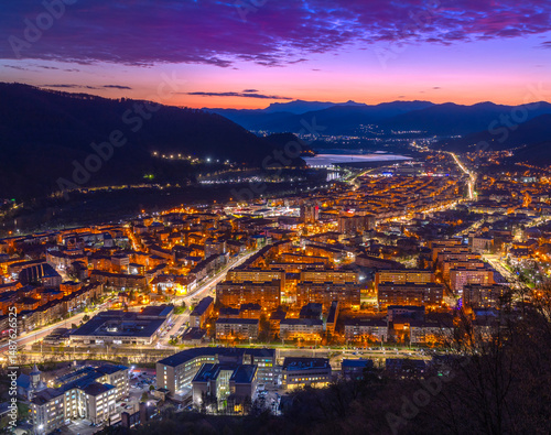 Piatra Neamt city at night. Romania