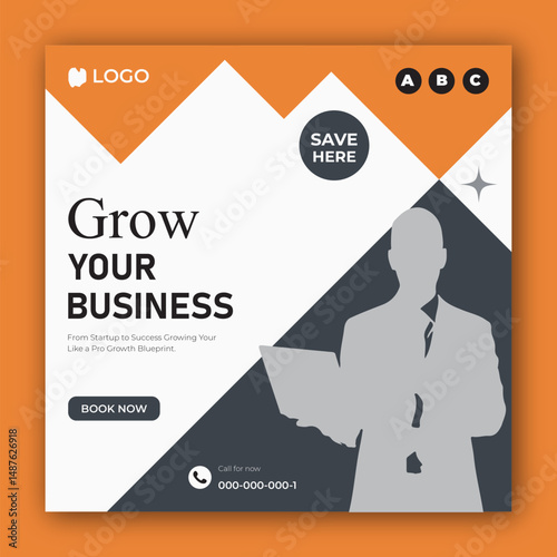 Business webinar invitation design. Webinar and business conference social media post template.
 Online webinar social media post template. Business conference banner template. 