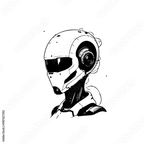 Stylized Robotic Figure Depiction of Advanced Future Technology Concept Art
