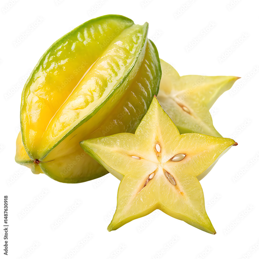 Fototapeta premium Starfruit isolated on a transparent background