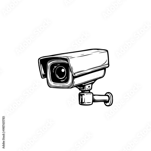 Detailed surveillance camera illustration evoking watchful security and technology