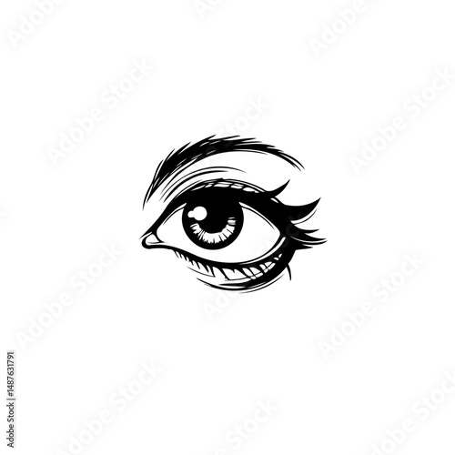 Stylized eye illustration with bold strokes emphasizing expression and perception
