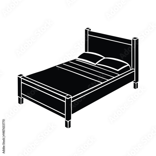 Flat and Minimal Double bed Double bed icon vector illustration isolated on white background