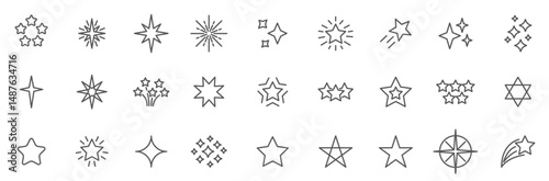Set linear stars icons stars twinkle icons.