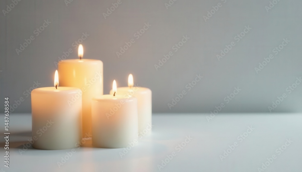 custom made wallpaper toronto digitalGlowing white candles, selective focus, white surface, grey background, macro, white, faith
