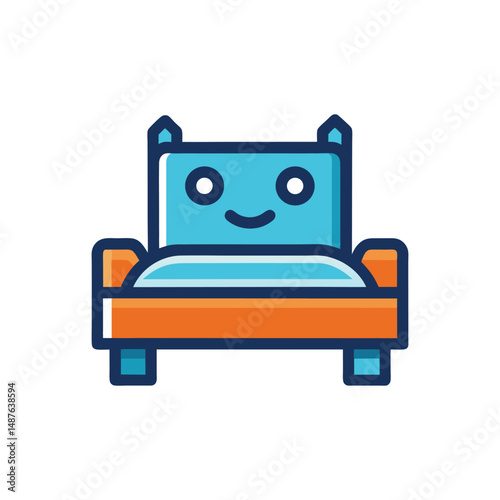 Flat and Minimal Double bed Double bed icon vector illustration isolated on white background