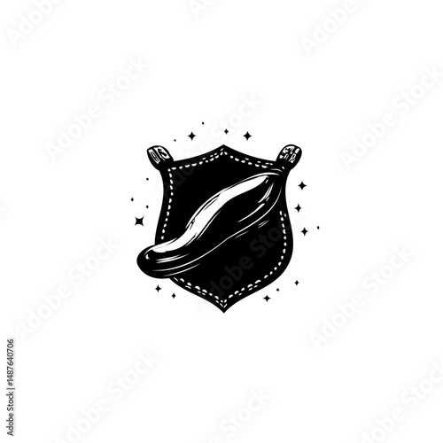 Stylized Aubergine Emblem: Vintage inspired vector design for gastronomy or heraldry