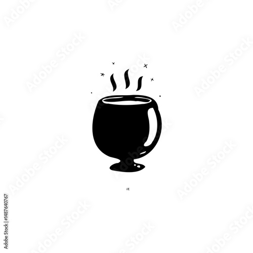 Elegant Silhouette of a Steaming Beverage, Imbued with Subtle Mystique