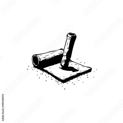 Artistic rendering of construction instruments displayed in a graphic composition