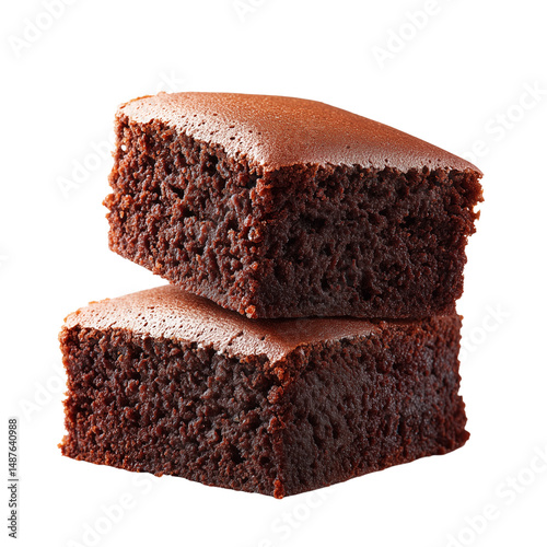Chocolate brownie slices isolated on white background